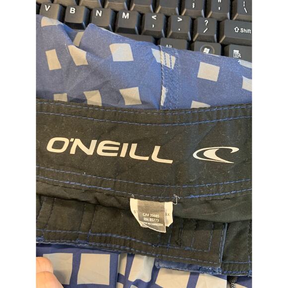 O'Neill Men's Geometric Hyperfreak Boardshorts Swim Blue/White Size 29 - Picture 3 of 5